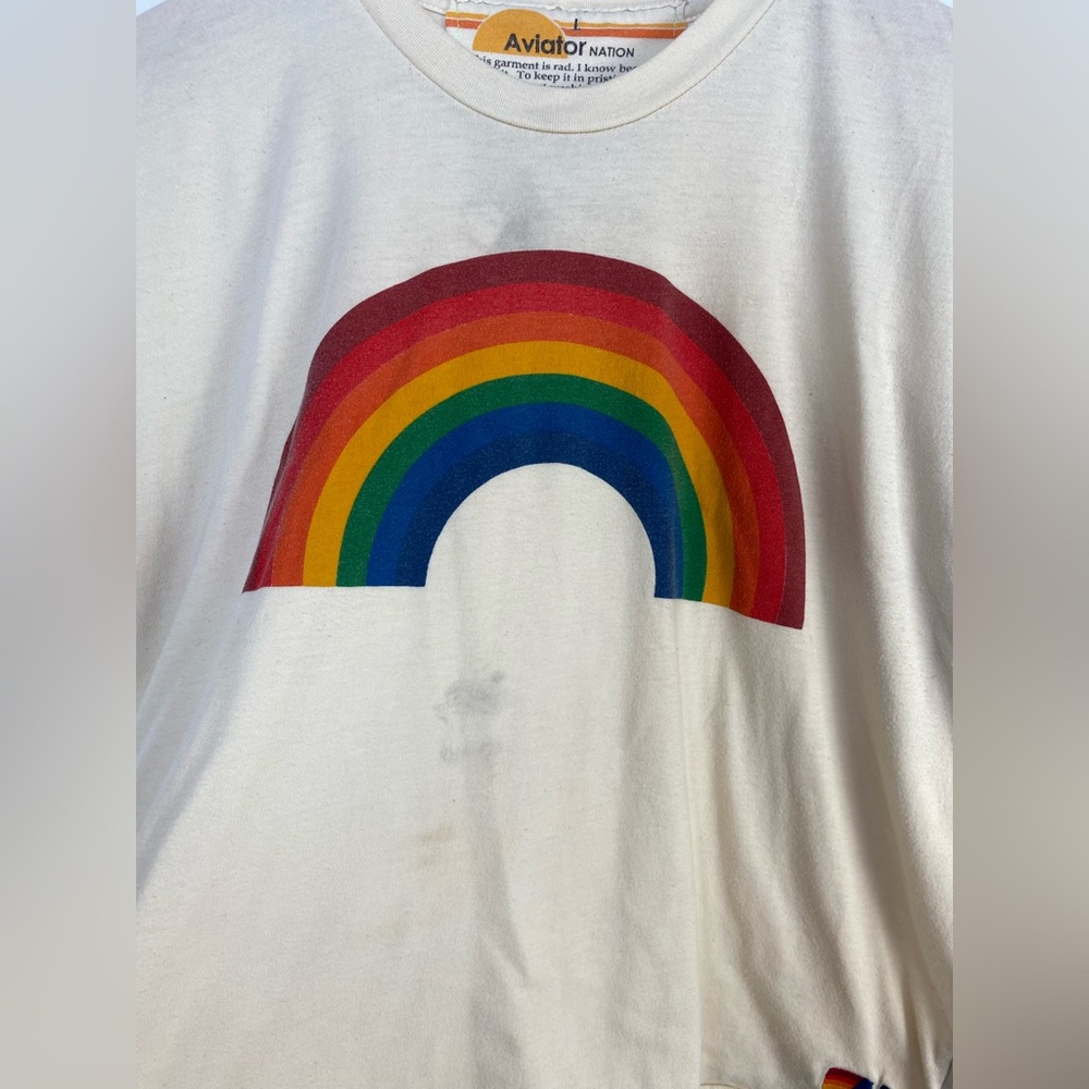Aviator Nation Big Rainbow Graphic T Shirt Off White
Size L Flaws - Picture 3 of 10